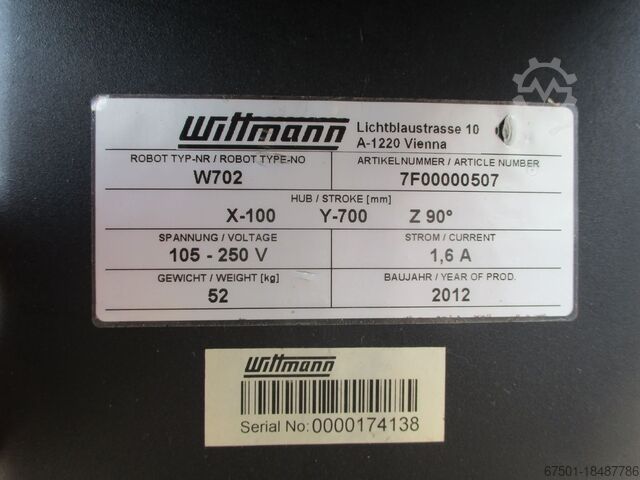Lineaire robot WITTMANN Angusspicker W 702 incomplete / for spare parts (3127