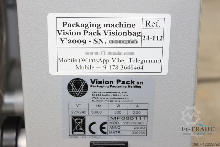 Beutel Einschweißmaschine / Bag sealing machine Vision Pack Visionbag MF060111