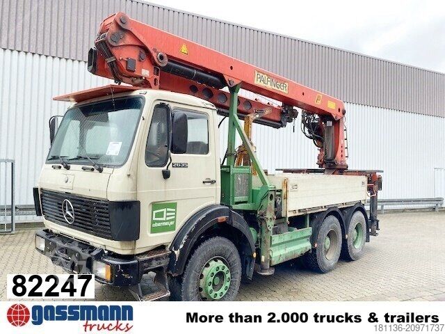 Lastbil med flak Mercedes-Benz 2635 6x4, V8, Heckkran Palfinger PK 28000, Funk,