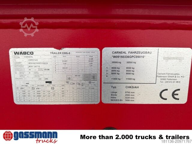 Tippsemitrailer Carnehl CHKS /AH, Alumulde ca. 26m³, Liftachse
