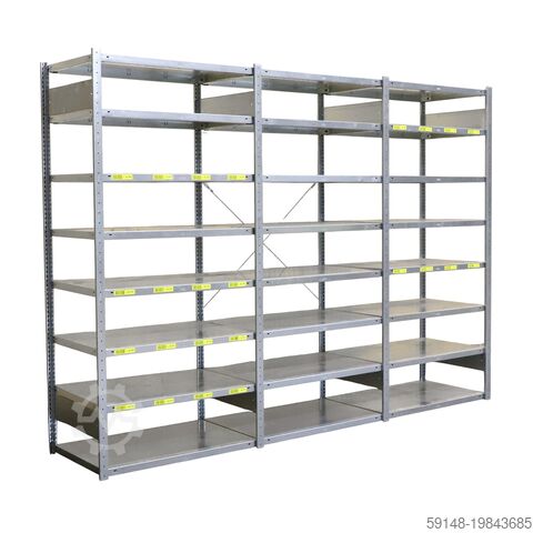 Gebruikte Legbordstelling 3 secties ,B:3065,D:640,H:2200mm zink Kruizinga 98-536GB-S3