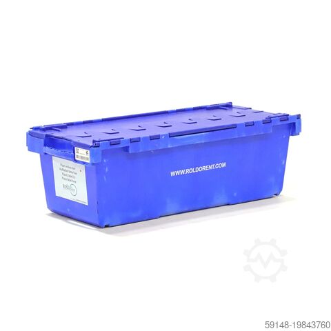 Gebruikte Distributiebakken voorzien van 2-delige deksel L:1250,B:480,H:360mm blauw. Kruizinga 98-7250GB-PAL
