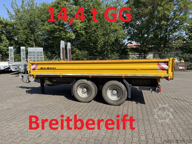 Remorcă basculantă trilaterală Müller Mitteltal TA-2  14,4 t Tandemkipper- Tieflader, Breitbereift