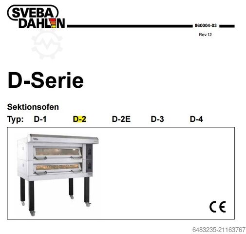 FS200 2-decks oven, direct inzetbaar Sveba Dahlen AB FS 220