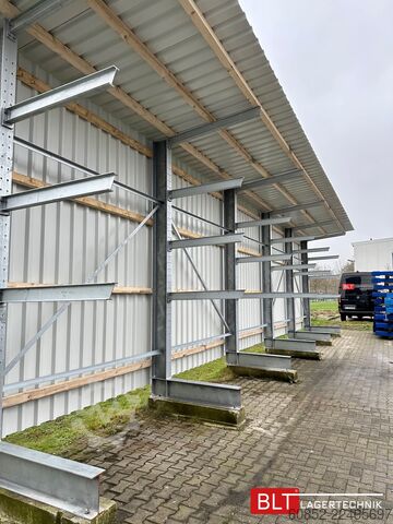 Rayonnage en porte-à-faux Kragarmregal mit Dach & Rückwand H:400cm Fuß + 3 Ebenen