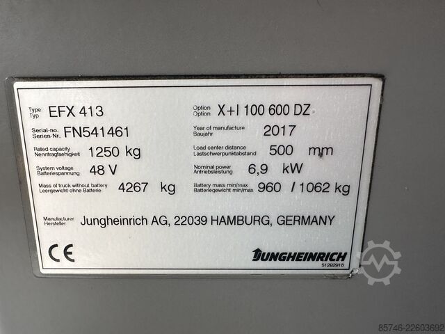 EFX 413 X + i * with wire guidance!! Triplex FFL!! JUNGHEINRICH EFX 413 X + i * with Wire Guidance !! Triplex FFL !!