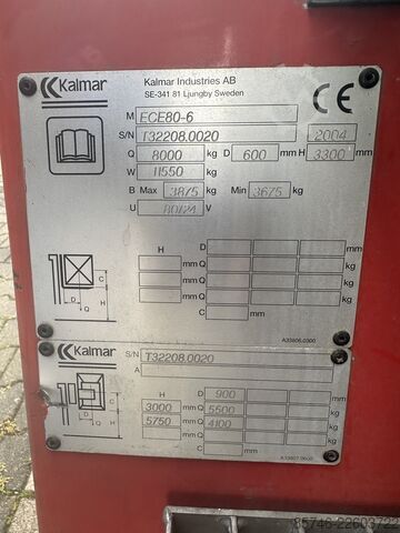 ECF 80/6 (8.0 t @ 600 mm!!)* NEW battery!! KALMAR ECF 80 / 6 * ( 8.0 T @ 600 MM !! )  * NEW battery !!