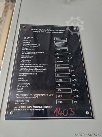 Tunel de uscare cu aer de încălzire Buerkle TRDUE Easy Dry JET 1400mm