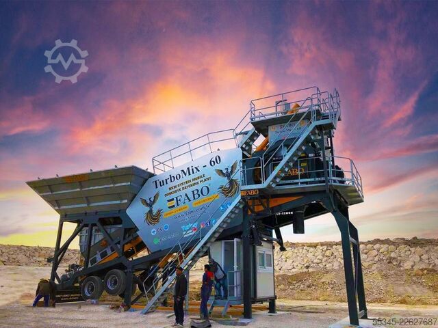 Usina de concreto móvel FABO Mobile Concrete Batching Plant 60 m3/h Mobile Concrete Batching Plant