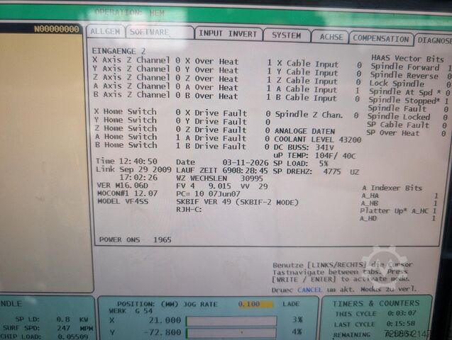 Vertikalt bearbejdningscenter - NY SPINDEL (02/26) !!! HAAS VF-4SS