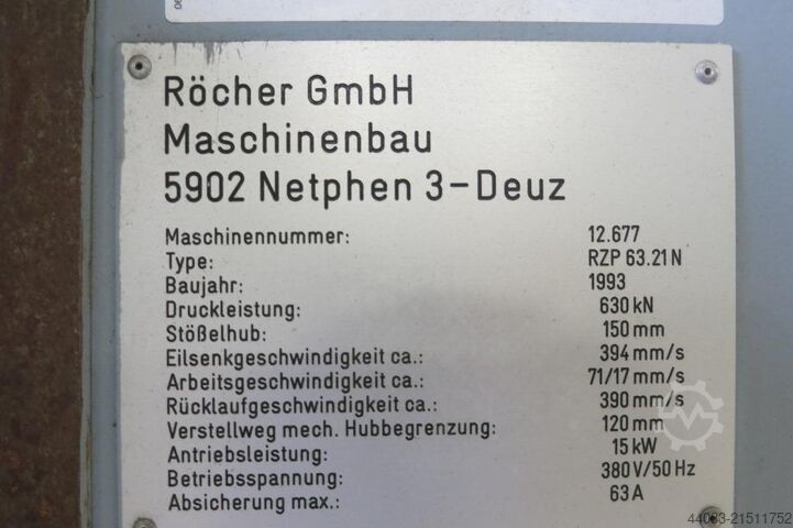 Dubbele kolomtrekpers - Hydraulisch Roescher RZP63.21N