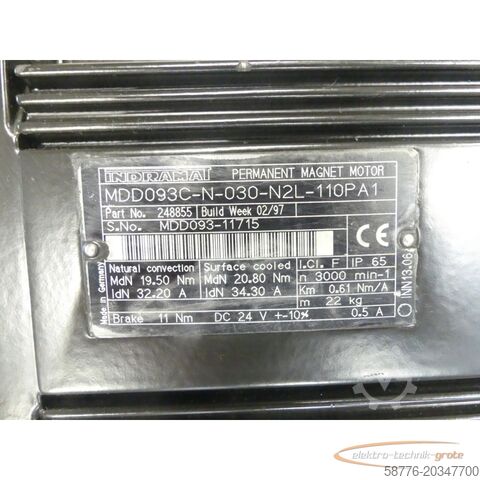 Control unit Indramat MDD093C-N-030-N2L-110PA1 / 248855 Servomotor SN: MDD093-11715