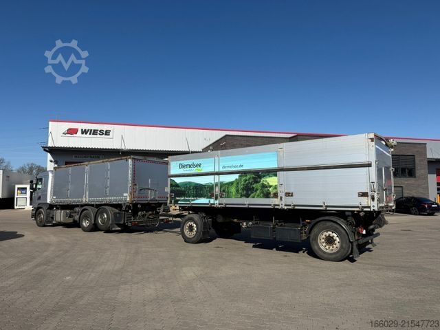 Tipper truck SCANIA G 450 Dreiseitenkipper + Anhänger mit Schleuse