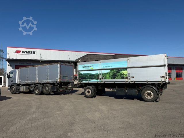 Tipper truck SCANIA G 450 Dreiseitenkipper + Anhänger mit Schleuse