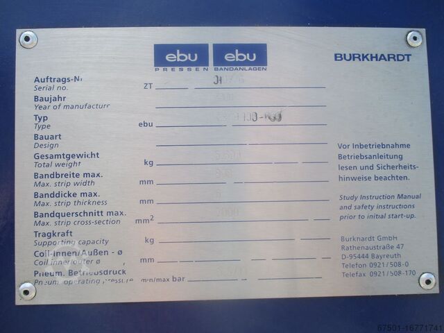 Transportbandsysteem EBU BURKHARDT Bandanlage Richtmaschine (2916)