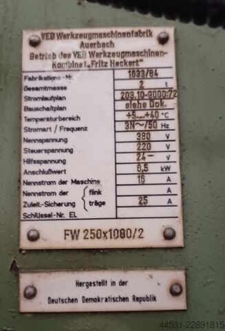 Uniwersalna frezarka pozioma Auerbach FW 250 x 1000 / 2