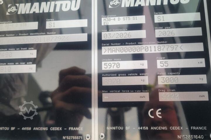 Terepemelő targonca Manitou M30-4 D ST5 S1 EU Diesel, 4x4 Drive, 3t Capacity,