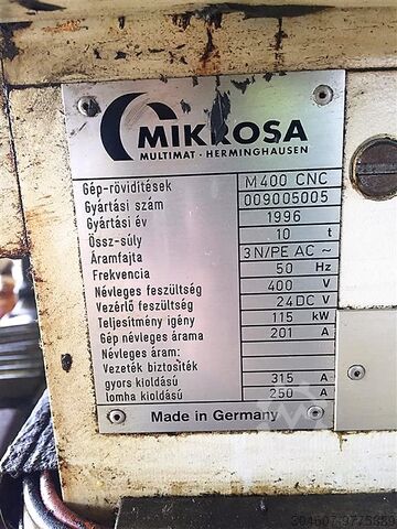 Centerloze rondslijpmachine Mikrosa M 400 CNC