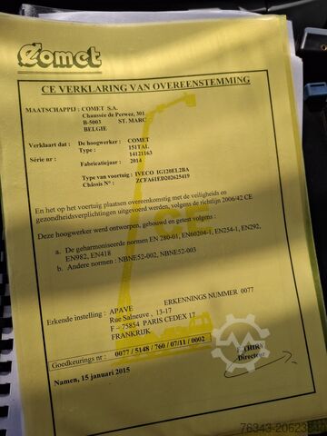 Samochód z podnośnikiem koszowym IVECO EUROCARGO ML 120EL19 - E6 - NACELLE 15 M