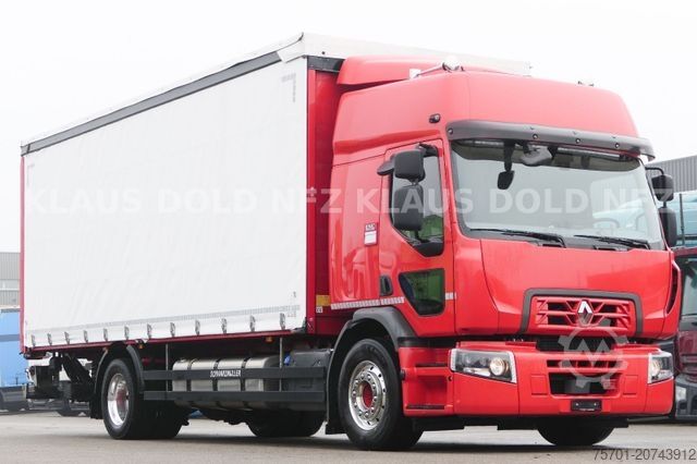Camião plataforma com lona RENAULT DWide 18.320 Pritsche Plane Vollluft XL-Tank LBW