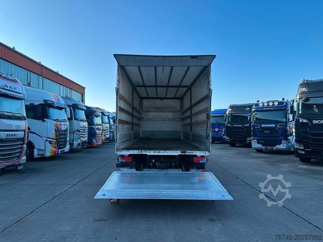 Flatbed truck with tarp MAN TGL 12.220 * ACC-SPUR-ASST *  BORDWAND * SAXAS *