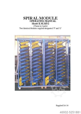 Mineralny koncentrator spiralny SWMS - South West Metallurgical Services K8LM5/2