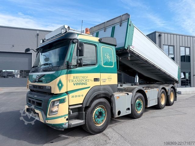 Driezijdige kipper VOLVO FMX 500 8x4 Lift axle / HMF Pendel tipper Kipper