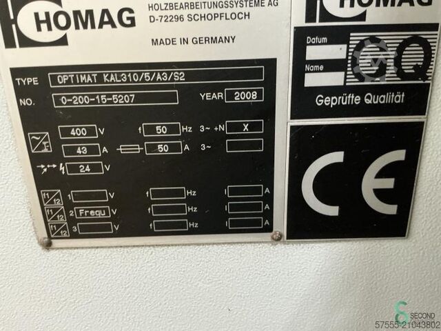 Bordatrici Homag OPTIMAT KAL310/5/A3/S2 2008 Homag OPTIMAT KAL310/5/A3/S2