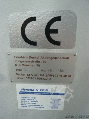 Fraiseuse-outil Deckel FP1 Aktiv CE Konform