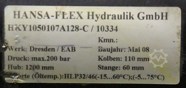 Hydraulisk cylinders slaglängd 1200 mm Hansa Flex HKY1050107A128-C