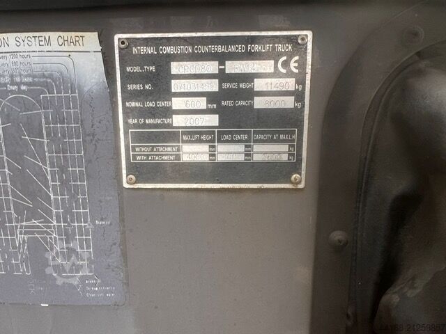 Forklift, diesel forklift, heavy-duty forklift Hangcha 8 To ohne Mängel CPCD 80, original nur 1169 Stunden