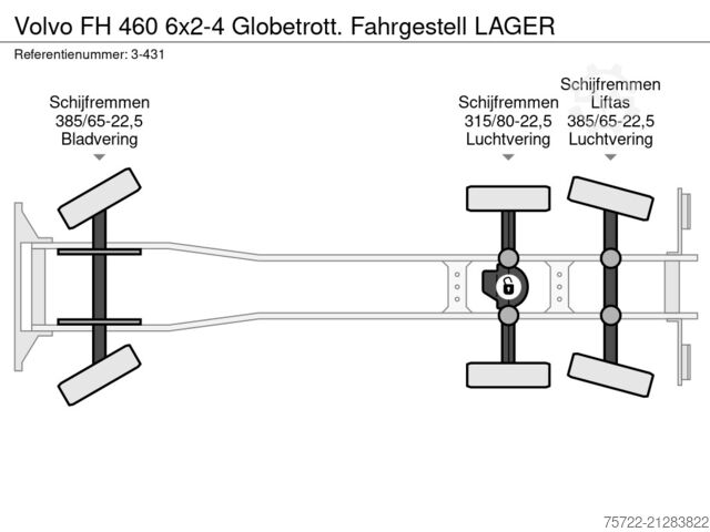 Chassis with cab Volvo FH 460 6x2-4 Globetrott. Fahrgestell LAGER