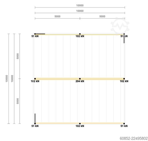 πλατφόρμα αποθήκευσης 10x10m Lagerbühne , Belastung : 500kg/qm Unterkante: 3m ,ca. 100qm , Systembühne