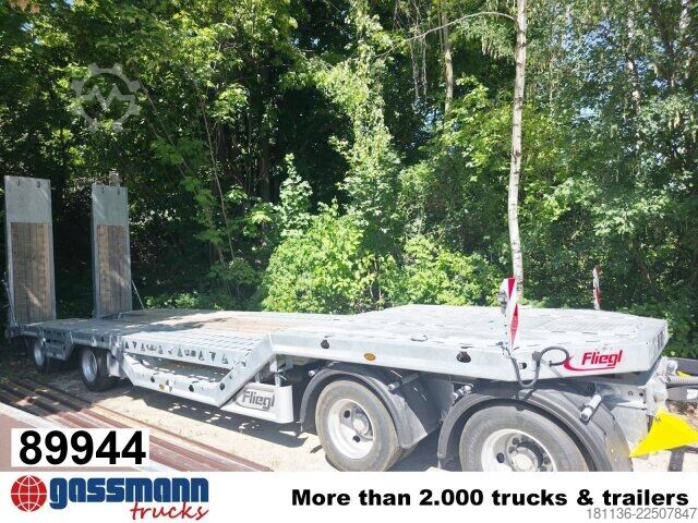 Low loader trailer Fliegl VTS 400, Radmulden, Baggerstielmulde, Verbr. auf