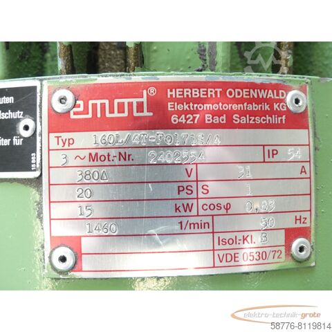 Emod motor Emod emod 160L / 4T-FO171S / 4 SN:2402554 Drehstrommotor mit Lüfter