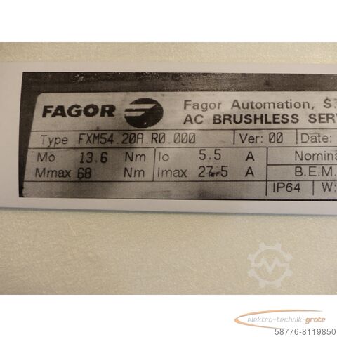 Silnik Fagor Fagor AC Brushless Servomotor FXM54 . 20A . R0.000 Version 00