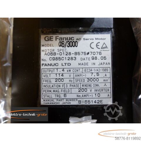 Silnik Fanuc Fanuc A06B-0128-B575 # 7076 AC Servo Motor  !