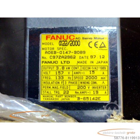 Jednostka sterująca Fanuc A06B-0147-B089 AC Servo Motor - ! -