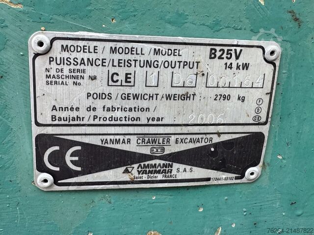 Minigrävare Yanmar B25V snelwissel + 2 bakken