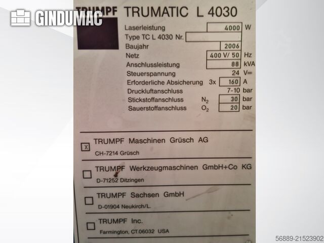 TRUMPF Trumatic L 4030 TRUMPF Trumatic L 4030