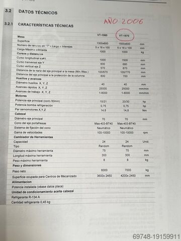Vertical machining center TRAVIS VT 1750