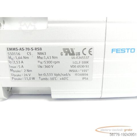 Festo-motor Festo 550116 / EMMS-AS-70-S-RSB Motor mit Bremse