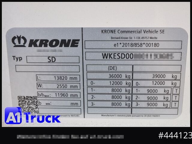 Oplegger met vlakke laadvloer KRONE 5 x SD, Mega, Twistlock, Container, NEU