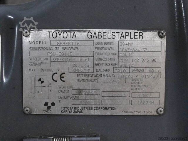Elektrische vorkheftruck 3 wielen Toyota 8 FBEKT 16