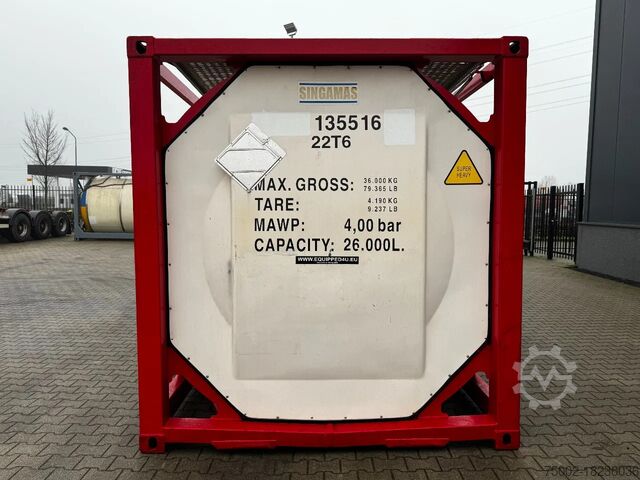 Containerul rezervor Singamas 20FT ISO, 26.000L/1-COMP/3 BAFFELS/3 manholes, ...