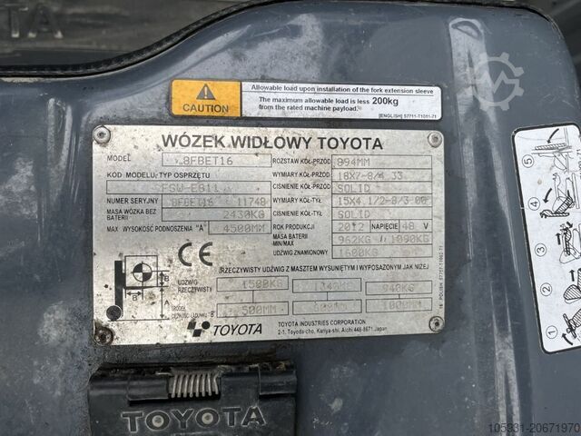 Elektrische vorkheftruck 3 wielen Toyota 8FBET16