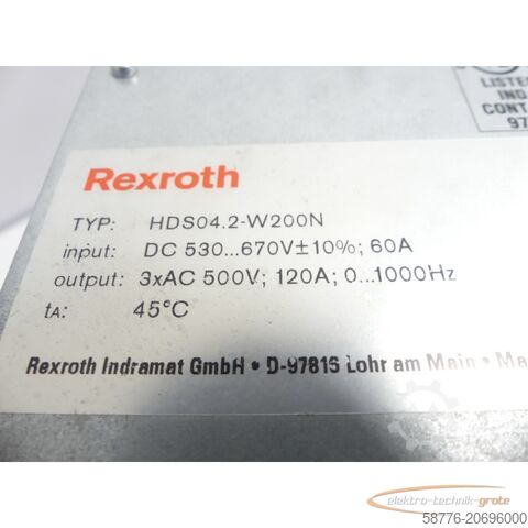 Componente Rexroth Rexroth HDS04.2-W200N-HS12-01-FW SN:291390-19527 generalüberholt mit 12 Monaten Gewährleistung