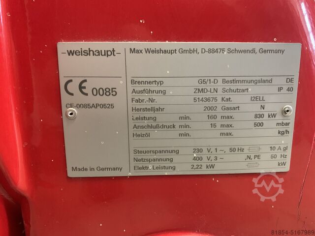 Gasbrander G5 1-D Weishaupt G5/1D Gasbrenner 830kW ZMD-LN