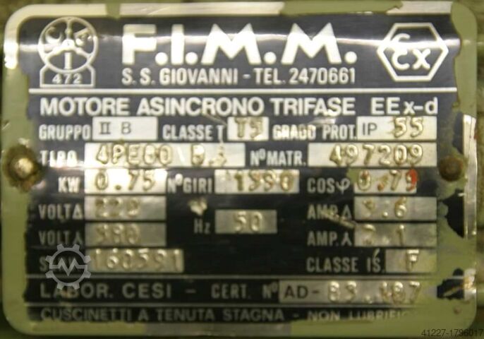 Aandrijfmotor 0,75 kW 15 omw/min FIMM 4PE80 B