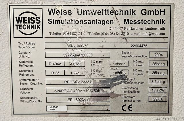 Klimaattestkamer klimaatkamer Weiss Umwelttechnik GmbH WK-1000/70